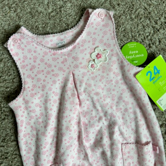 NWT I Carter's Pink Romper with Floral Print I Size 24M - Picture 2 of 4
